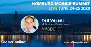 Banner for Ted Verani panel at Hamburg Mobile Summit Online